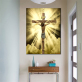 HD Printed Canvas Posters Frame Living Room Wall Art Gold Sky Jesus Statue Cross Home Decor Painting Modular Pictures