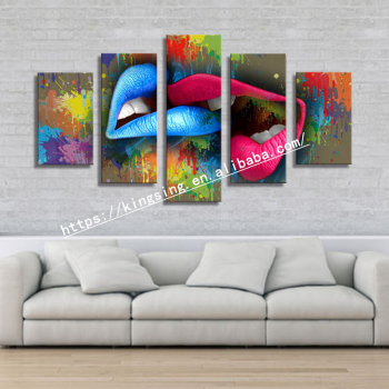 Modern 5 Frameless Canvas Graffiti Lip Wall Printing Art Home Decoration 5 Living Room Pictures