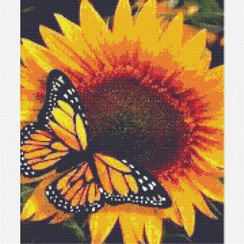 Benutzerdefinierte Sonnenblume Runde Kristall Strass Diamant Malen nach Zahlen Schmetterling 5D Full Drill Painting für Amazon