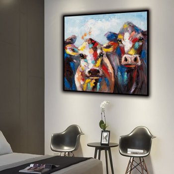 Handmade big cow head animal oil painting hand painted canvas painting ready to hang