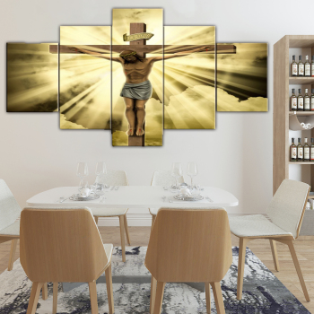 God Jesus Frameless 5 Canvas Wall Art Combination Painting Home Decoration Oil Painting