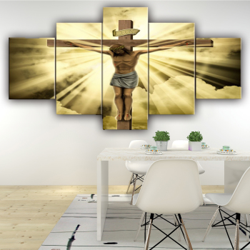 God Jesus Frameless 5 Canvas Wall Art Combination Painting Home Decoration Oil Painting