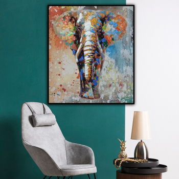 Handmade Texture Oil Painting Giant elephant Abstract Art Wall Pictures for Home Office Decoration