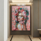Handmade  Texture Oil Painting A woman with flowers on her head Abstract Art Wall Pictures  Decoration