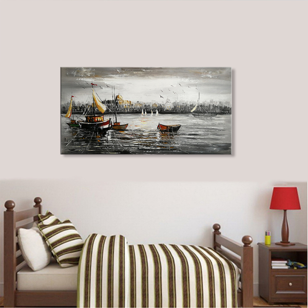 handmade painting  Thick texture sailings on sea