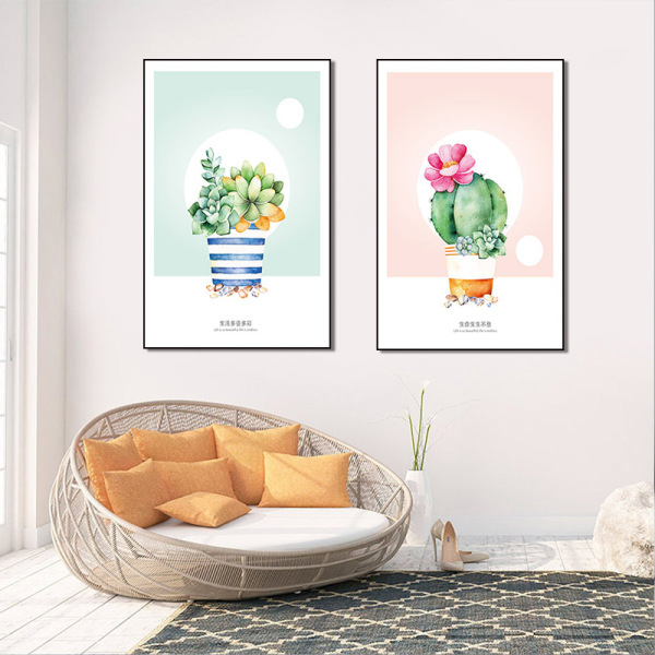 Modern Frameless Cactus Printing Wall Art Home Decoration 2 Living Room Pictures