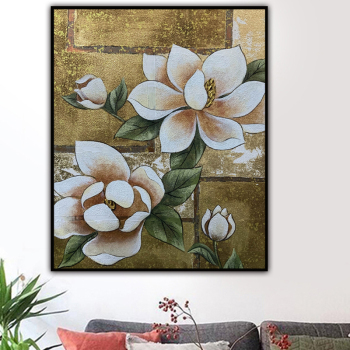 Handmade Texture Oil Painting View White flowers Abstract Art Wall Pictures Decoration