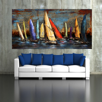 Most popular west ocean and small sailboat abstract oil painting handmade Living room wall oil painting mural