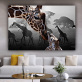 New design home decoration custom home wall art craft animal giraffe canvas painting wholesale