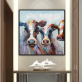 Hand Painted Cool Cows Canvas Oil Paintings Wall Art for Living Room Home Animals Decor for Kids Room Stretched Ready to hang