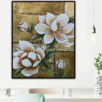 Handmade Texture Oil Painting View White flowers Abstract Art Wall Pictures Decoration
