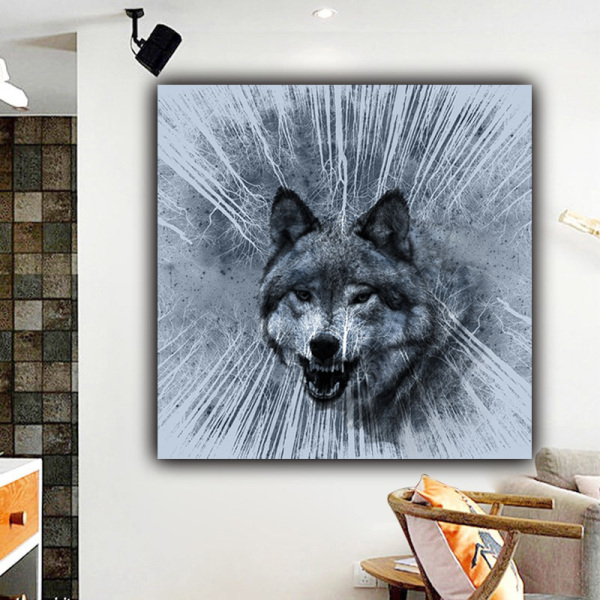 High quality animal wolf picture custom modern wall decoration living room background canvas painting