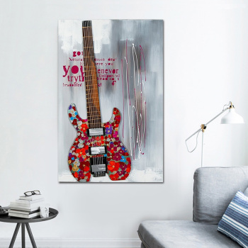 Art abstrait peintures à l'huile sur toile encore vie rouge guitare photos pour salon musique thème décor à la maison