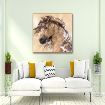 Top fashion running brown horse art home painting, size and logo customized decoration wall painting