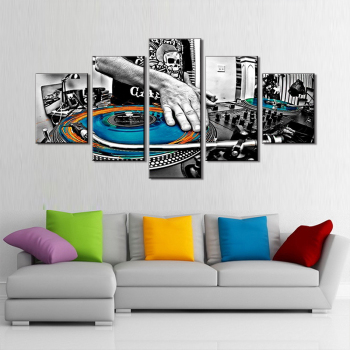 Metal Machine Dishing DJ Black And White Wall Art 5 Combined Sets of Home Decoration Oil Painting
