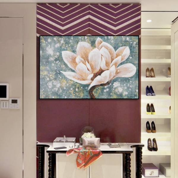 Hot selling handmade flower handpainted painting art, acrylic color custom oil painting