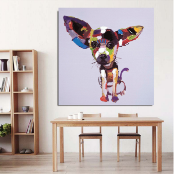 Cute puppy lovely animal wall art picture pop art hand painting on canvas for kids boy's room