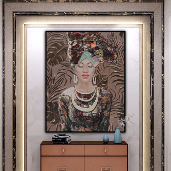 Wholesale personality vivid figure decorative painting, women with close eyes on ethnic minority dress portrait art oil painting
