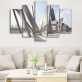 New Arrival 5 Panel Print Canvas Wall Art Painting, Abstract Grey Islamic Architecture Art Printed Canvas Painting