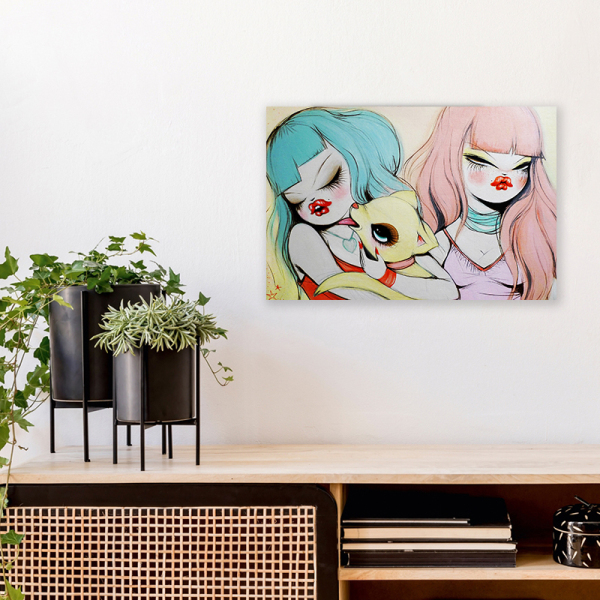 Customized Accepted Design Cartoon Girl wall decoration art printed canvas painting