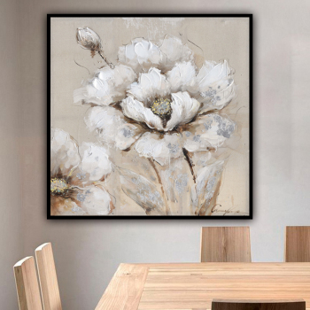 Wholesale Custom grey flowers Home Accessories Canvas Painting  Handmade Oil Painting  for home decor