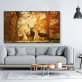 Decorative family painting, home hotal decor canvas painting, forest deer picture modern wall art painting