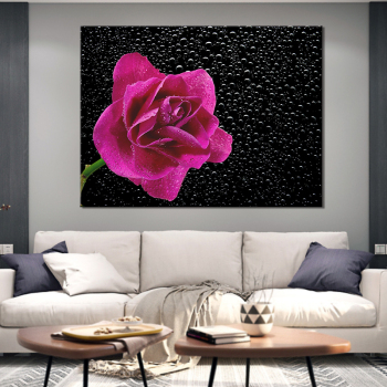 Nouveauté rose toile nature morte art moderne fleur huile encadrée peinture mur pour salon maison décoration murale