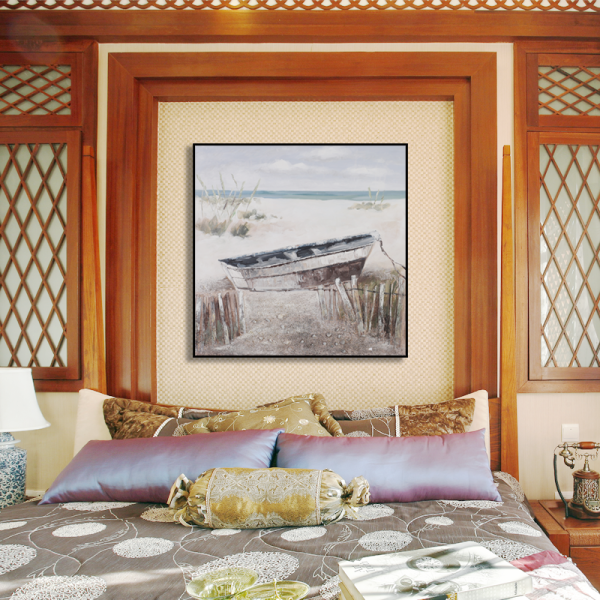 Latest product abstract boat sea scenic painting art, rolled packing canvas oil painting kit