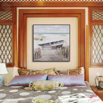 Latest product abstract boat sea scenic painting art, rolled packing canvas oil painting kit