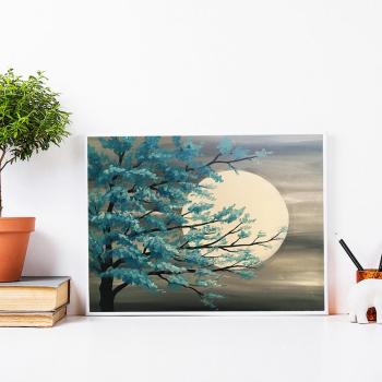 Custom Canvas Wall Art 5D Diy Crystal Homfun Diamond Painting Set Moon and Tree Diamond Paint by number for Amazon