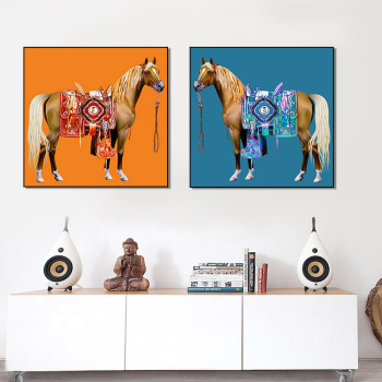 Modern Frameless Galloping Horse Chinese Style Printing Wall Art Home Decoration 2 Living Room Painting