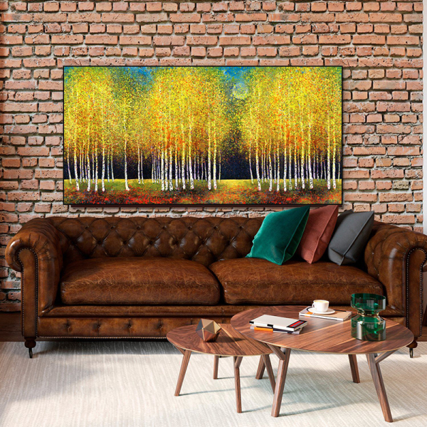 Modern Abstract Yellow Trees Picture Decoration Print Canvas Painting Art Deco Painting