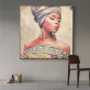 Abstract Painting african girl On Canvas Handmade Home-Wall Modern Decor Hotel Bright-Color