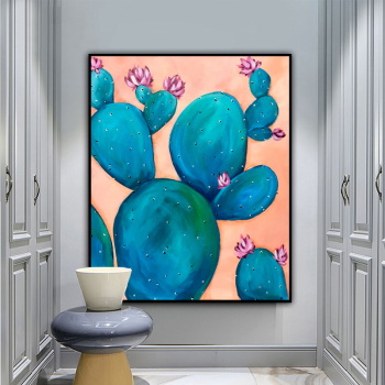 100% handgemachte Textur Ölgemälde Kaktusblüte abstrakte Kunst Wandbilder für Wohnzimmer Home Office Dekoration