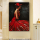 Handmade  Texture Oil Painting A woman in a red evening dress Abstract Art Wall Pictures  Decoration