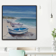 handmade oil painting Boats on the beach Thick texture home decor  Wall Decoration