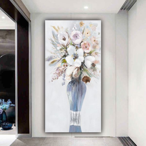 Handmade  Texture Oil Painting Blue vase  Abstract Art Wall Pictures for  Home Office Decoration
