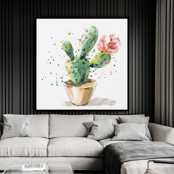 New Arrivals Hand-painted Colorful Flowers Cactus Oil Painting on Canvas Home Decor Handmade Canvas Cactus Plants Oil Painting