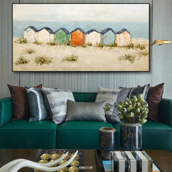 OEM design big size picture sea view room oil painting, oil painting abstract without frame