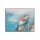 New arrival blue sea boat scenic art handmade oil painting, rectangle oil painting canvas