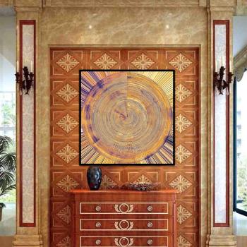Póster abstracto de Color metálico caótico de vórtice Circular para decoración del hogar, arte de pared de salón, lienzo de chorro de tinta, pintura al óleo