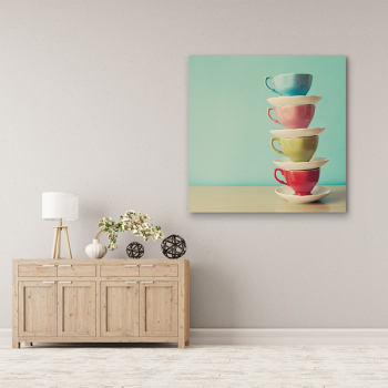 Modern big size hotel artwork wall art painting on canvas colorful teacup print painting decorations for home wall arts painting