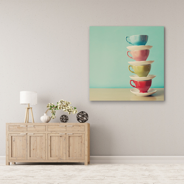 Modern big size hotel artwork wall art painting on canvas colorful teacup print painting decorations for home wall arts painting