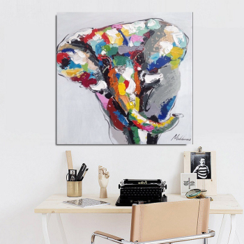 New selling colorful elephant theme abstract animal handmade oil painting