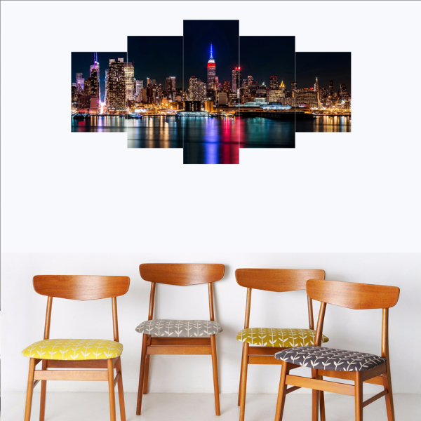 Modern 5 Frameless Canvas City Night Scene Picture Printing Art Home Decoration 5 Living Room Picture
