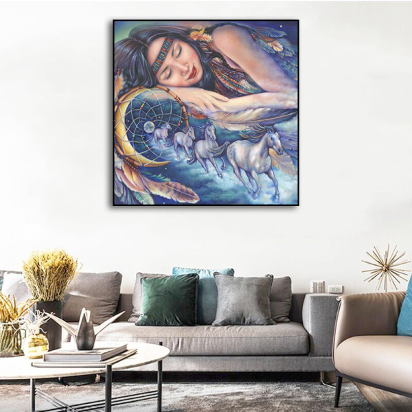 Best seller indian lady and running horse home decoration printing, OEM ODM design canvas printing