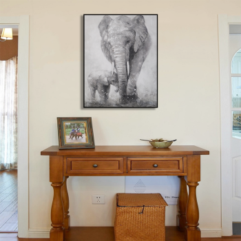 Peinture abstraite d'animal de famille d'éléphant de conception unique, peintures à l'huile abstraites de toile peintes à la main