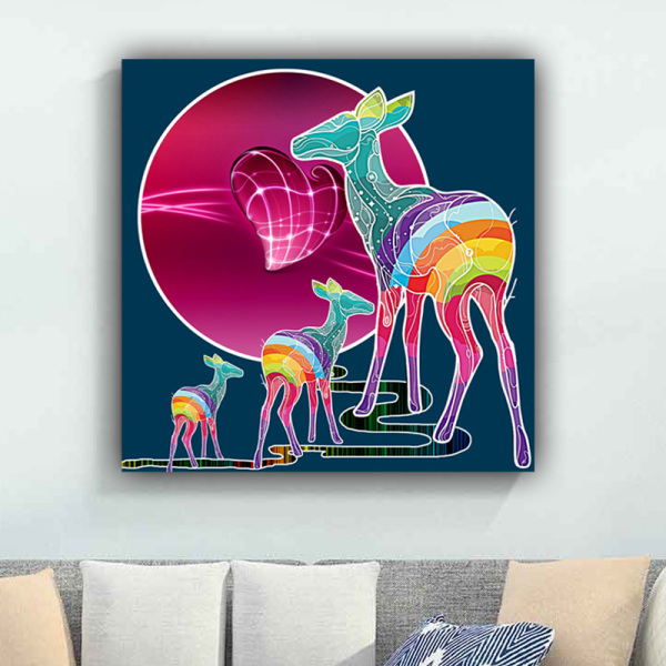 Custom design abstract colorful deer photo picture print original product canvas wall art painting