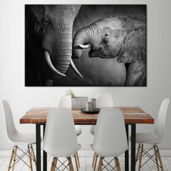 Venta al por mayor, nuevo póster de elefante blanco y negro personalizado, otras pinturas murales, arte sobre lienzo