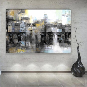 Wholesale custom building contruction modern canvas wall art living room bedroom decoration painting